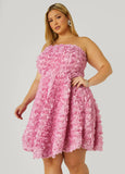 Strapless Rosette A Line Dress