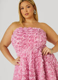 Strapless Rosette A Line Dress