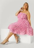 Strapless Rosette A Line Dress