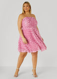 Strapless Rosette A Line Dress