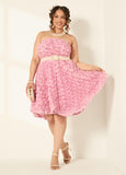 Plus Size Strapless Rosette A Line Dress