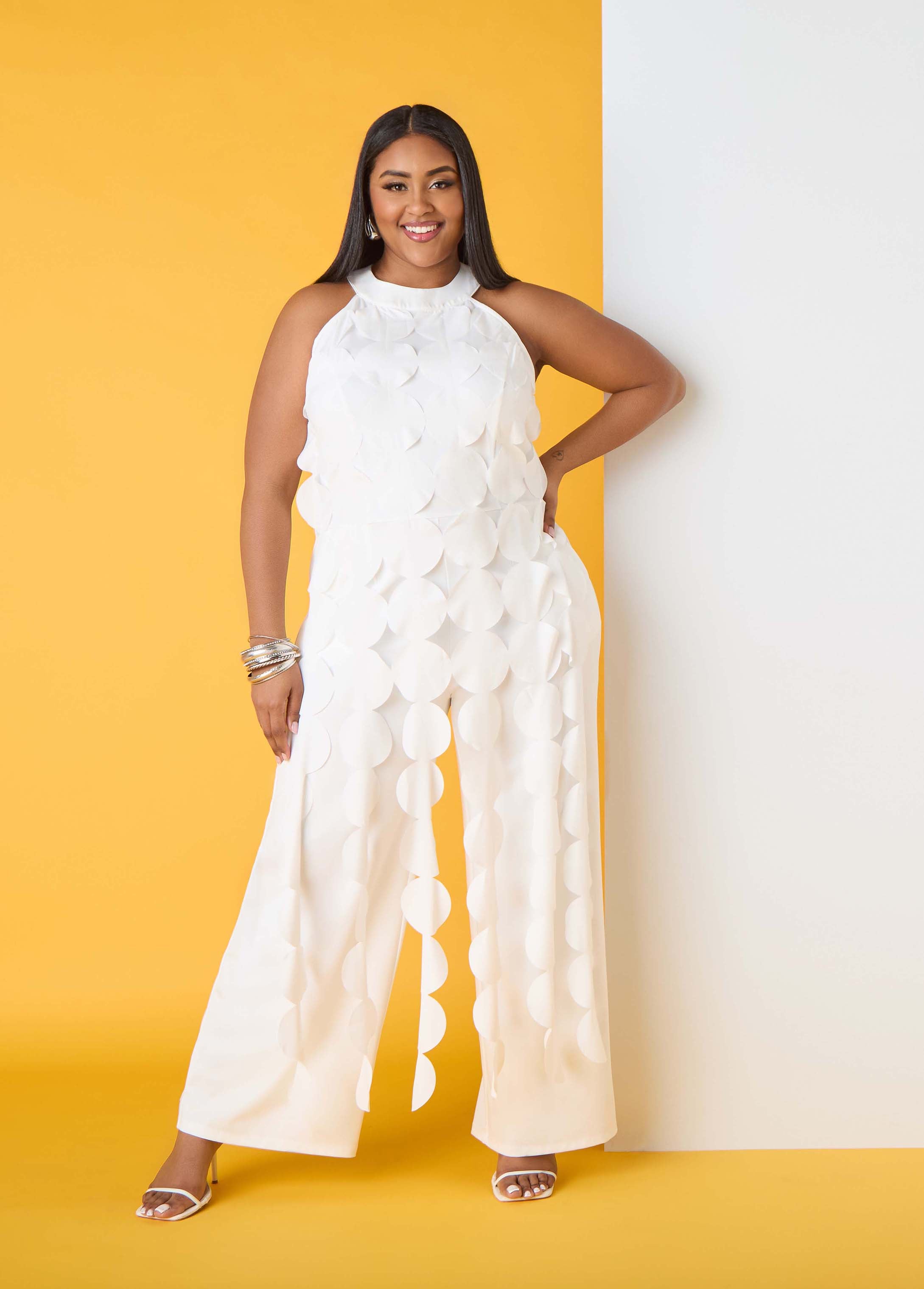 Plus Size White Wide Leg Jumpsuit Party Strapless One Piece Jumpsuit