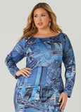 Denim Print Bodycon Dress