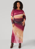 Printed Mesh Maxi Bodycon Dress