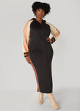 Two Tone Striped Maxi Hoodie Dress