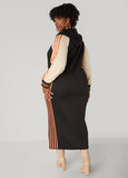 Two Tone Striped Maxi Hoodie Dress
