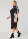 Denim Paneled Bodycon Dress