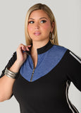 Denim Paneled Bodycon Dress