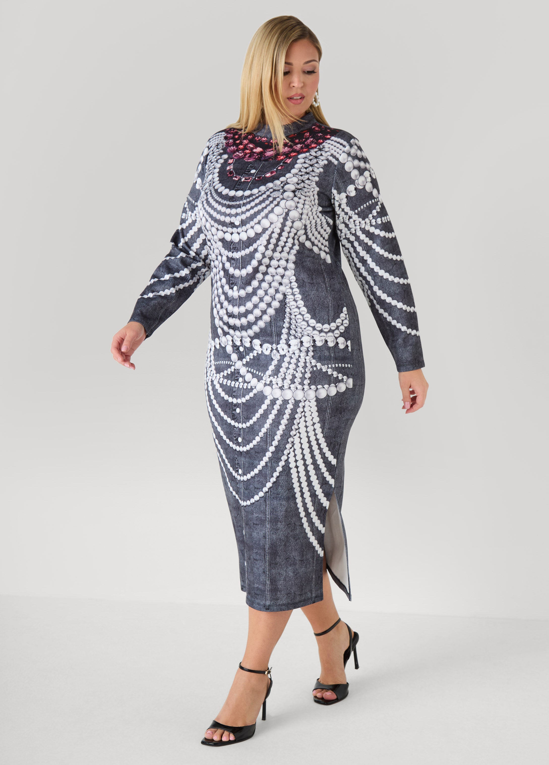 Plus Size Diamonds And Pearls Bodycon Dress