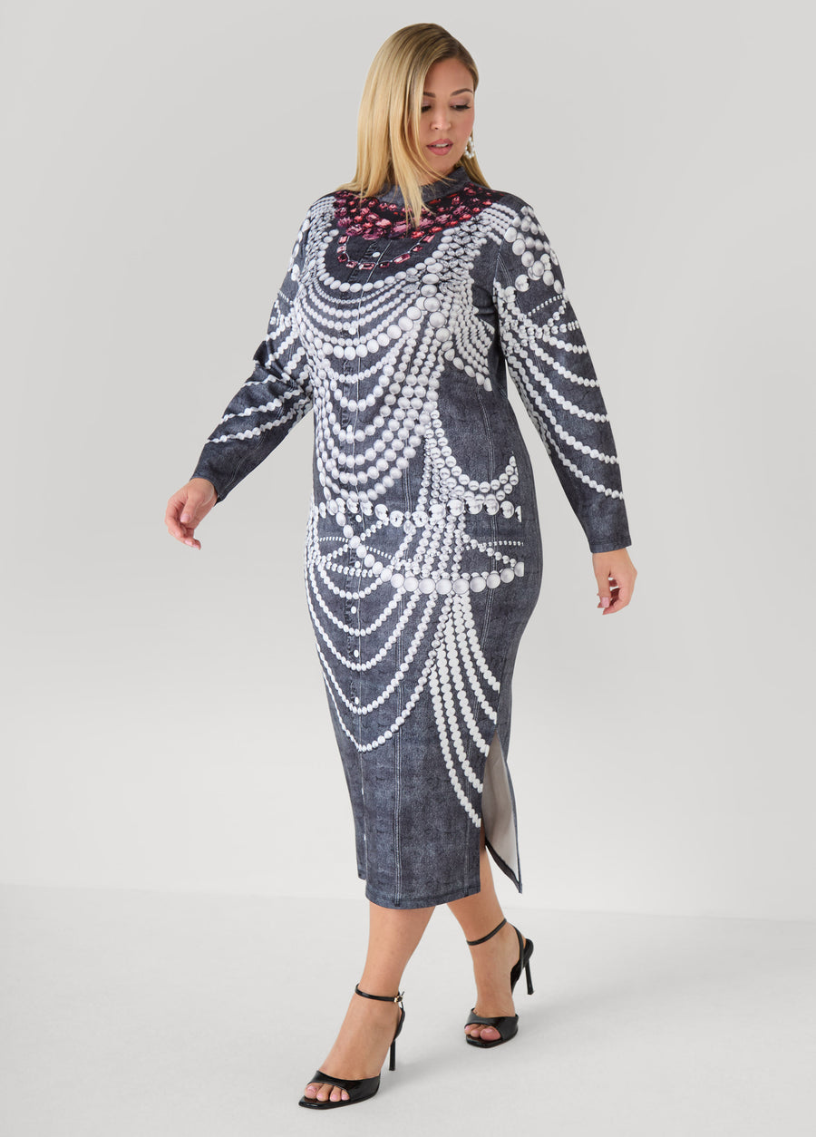 Plus Size Diamonds And Pearls Bodycon Dress