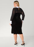 Mesh Paneled Velvet Midi Dress