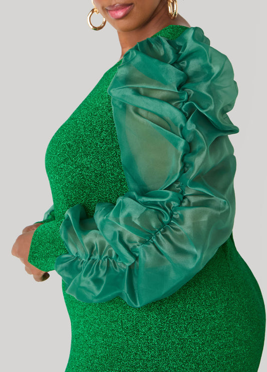 Organza Sleeved Lurex™ Dress