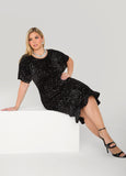 Flounced Sequin Velvet Dress