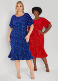 Flounced Sequin Velvet Dress