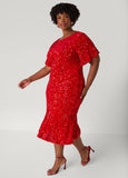 Sequin Velvet Flounced Dress