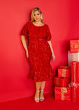Plus Size Holiday Dress Sequined Sheath Dress Plus Size Cocktail Dress