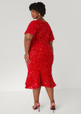 Sequin Velvet Flounced Dress