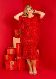 Plus Size Holiday Dress Sequined Sheath Dress Plus Size Cocktail Dress