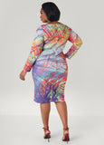 Abstract Print Bodycon Dress