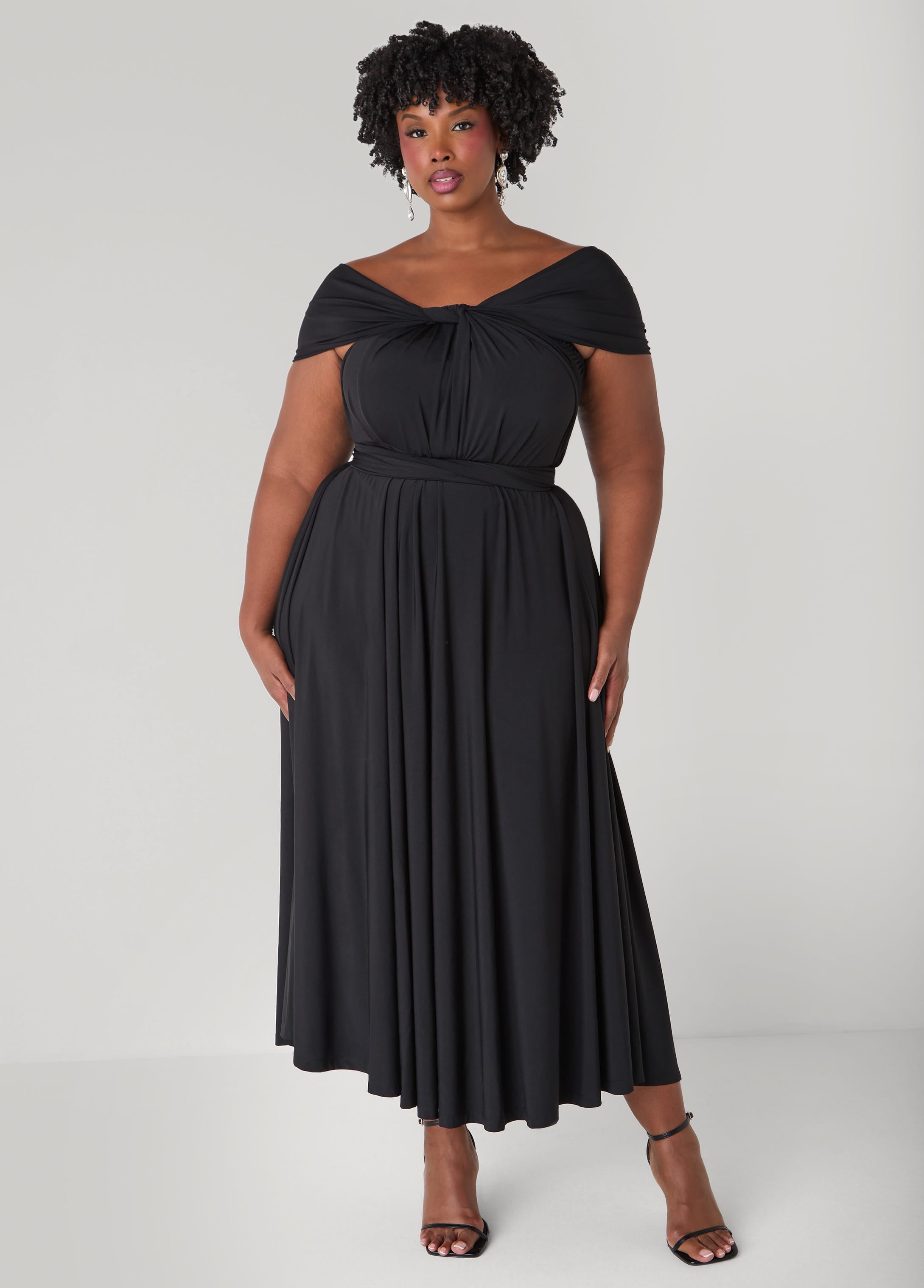 ashley stewart christmas dresses Ashley Stewart Women's Plus Bleted Faux Wrap Dress, Sizes 10/12-26/28
