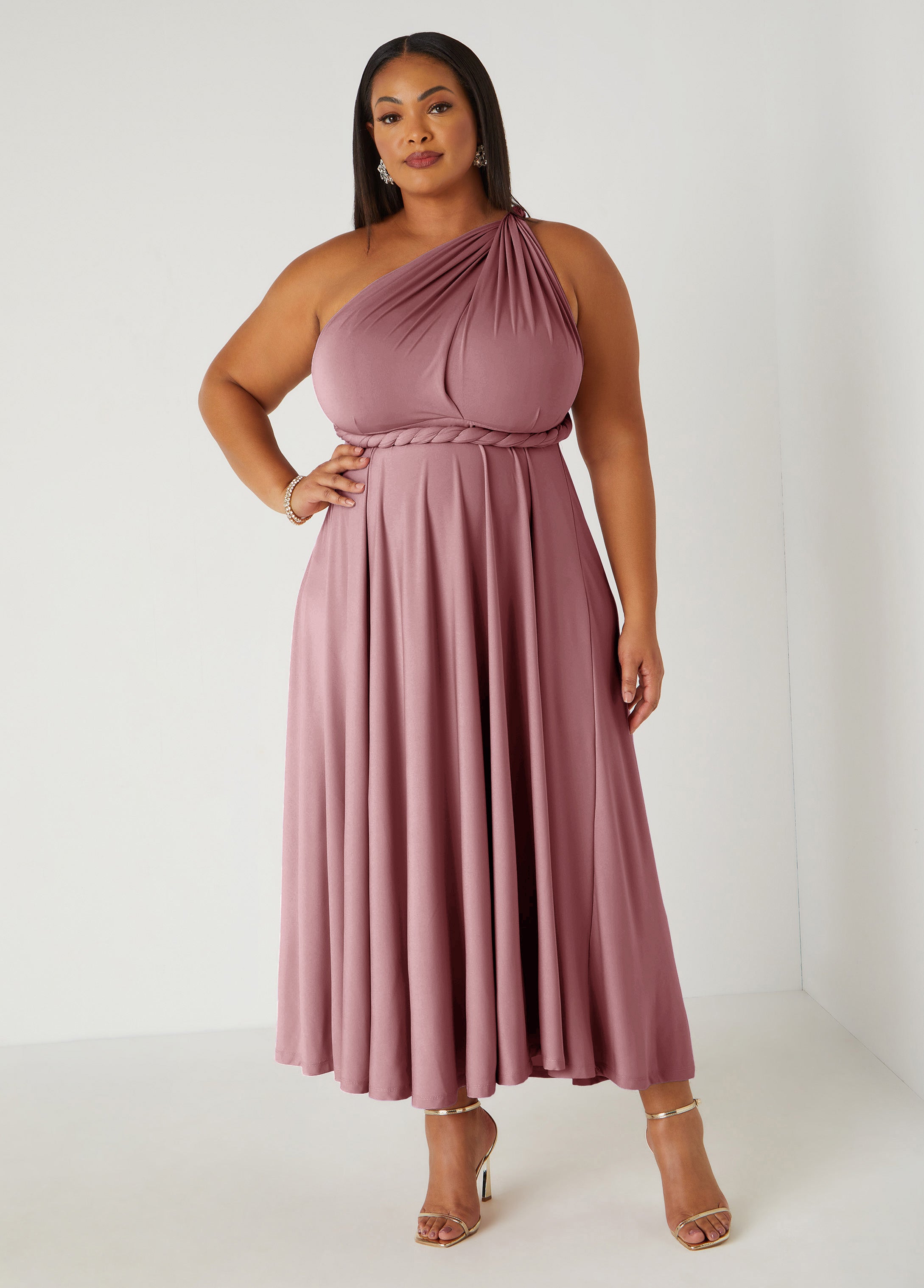 ashley stewart pink dresses Convertible Multi Way Maxi Dress