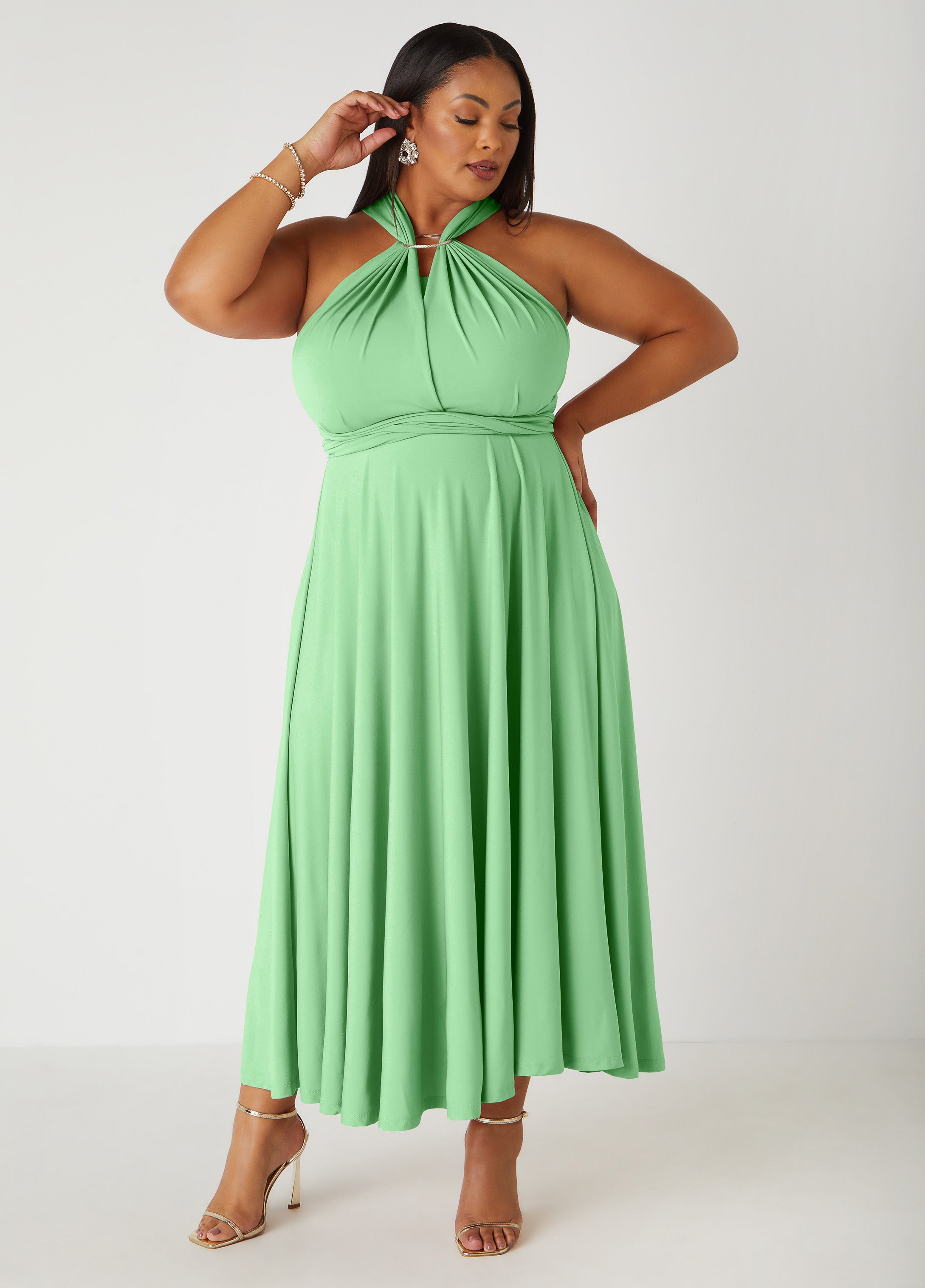 Plus Size Maxi Dress Green Infinity Dress Multi Way Dress