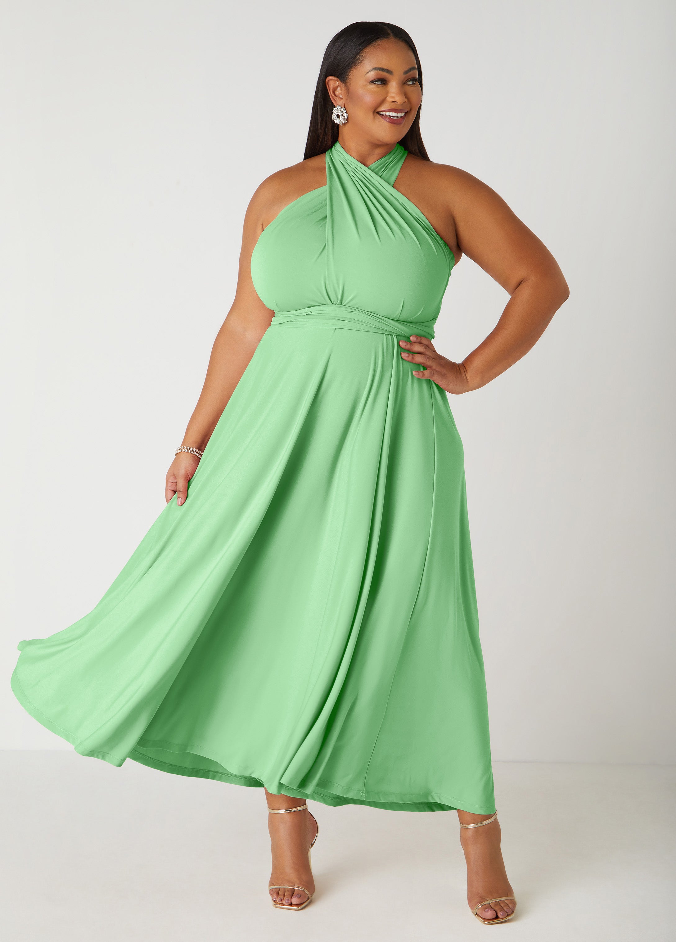 Plus Size Maxi Dress Green Infinity Dress Multi Way Dress