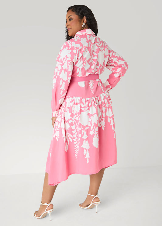 Belted Floral Midaxi Shirtdress