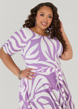 Ruched Leaf Print A Line Dress