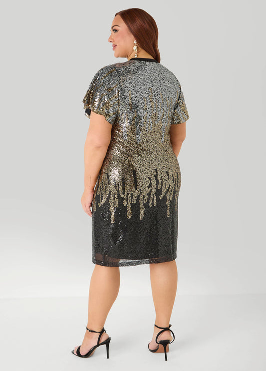 birthday queen sequin dress plus size Ladivine CD0214C Formal Long Dress Smoky Blue / 18