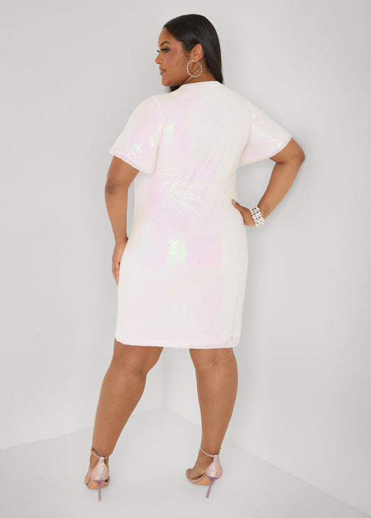 Plus Size Birthday Queen Sequin Dress, White, 2X - Ashley Stewart Plus Size Birthday Queen Sequin Dress, White, 2X - Ashley Stewart
