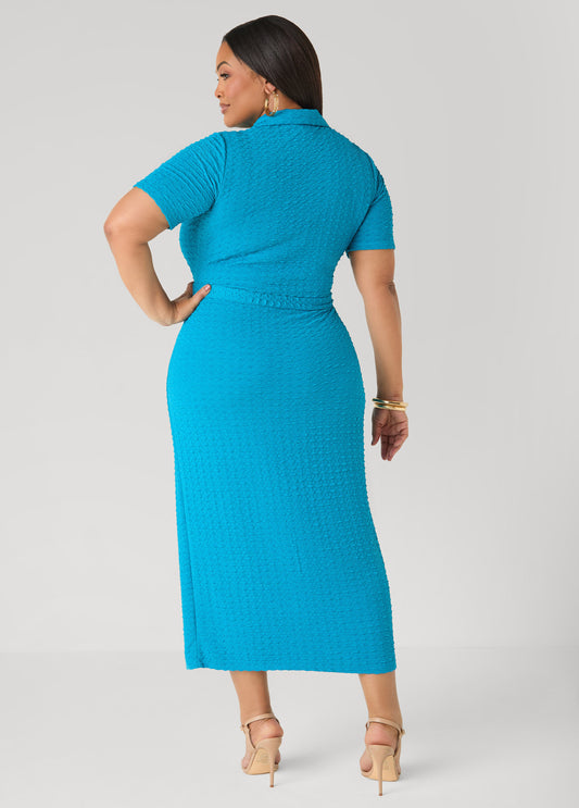 Textured Maxi Shirtdress