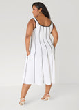Piped Midi A Line Dress