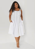 Piped Midi A Line Dress