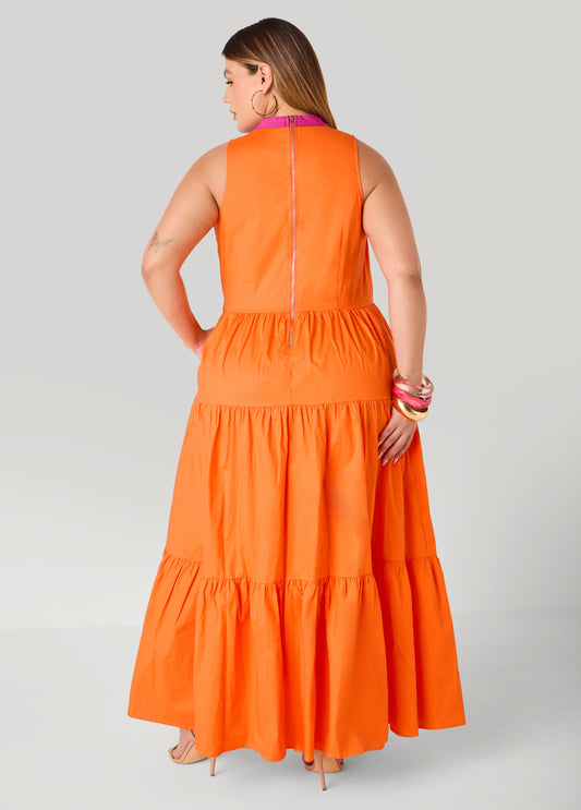 Cutout Two Tone Maxi Dress