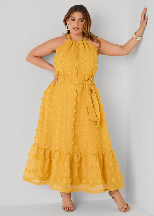 Pompom Gauze Maxi Dress