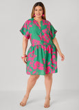 Cuffed Floral Babydoll Dress