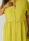 Cuffed V Neck Babydoll Dress