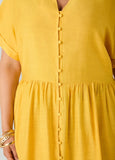 Cuffed V Neck Babydoll Dress