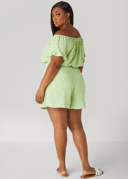 Off The Shoulder Swirl Romper