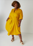 Belted Slub Woven Shirtdress