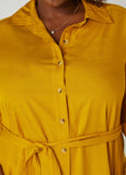 Belted Slub Woven Shirtdress