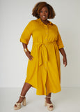 Belted Slub Woven Shirtdress
