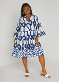 Flounced Ikat Print Dress