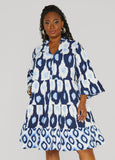 Flounced Ikat Print Dress
