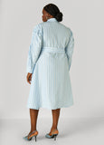 Striped Drawstring Midi Shirtdress