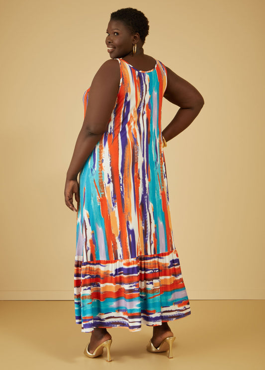 Embellished Brushstroke Maxi Dress