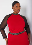 Flounced Mesh Paneled Dress