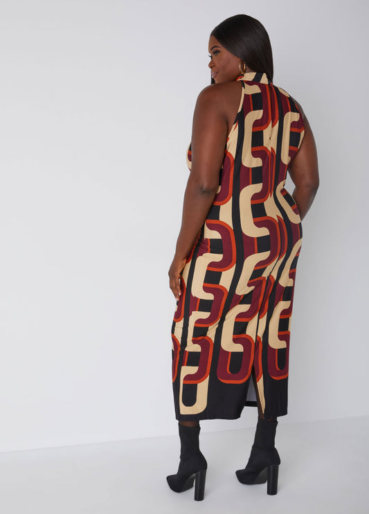 Chain Link Print Bodycon Dress