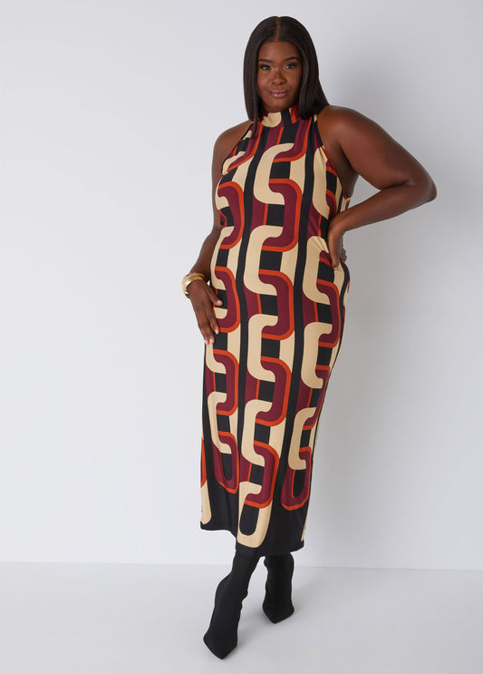 Chain Link Print Bodycon Dress
